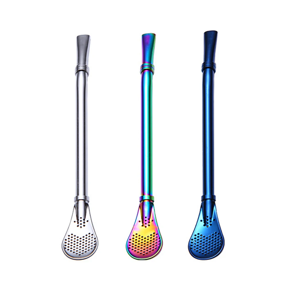 

Hot Sale Stainless Steel Spoon Straw Bar Coffee Filter Spoon Bombilla Tea Straws