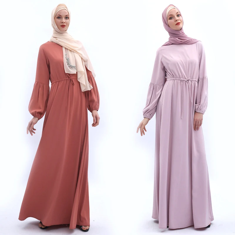 

best puff sleeve elastic cuff straight muslim abaya dress