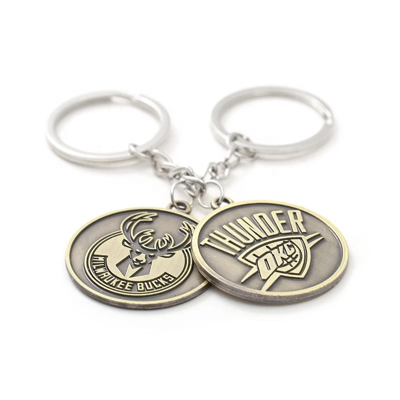 Personalized Nba Team Custom Logo Metal Keychain Pendant Alloy Key Ring