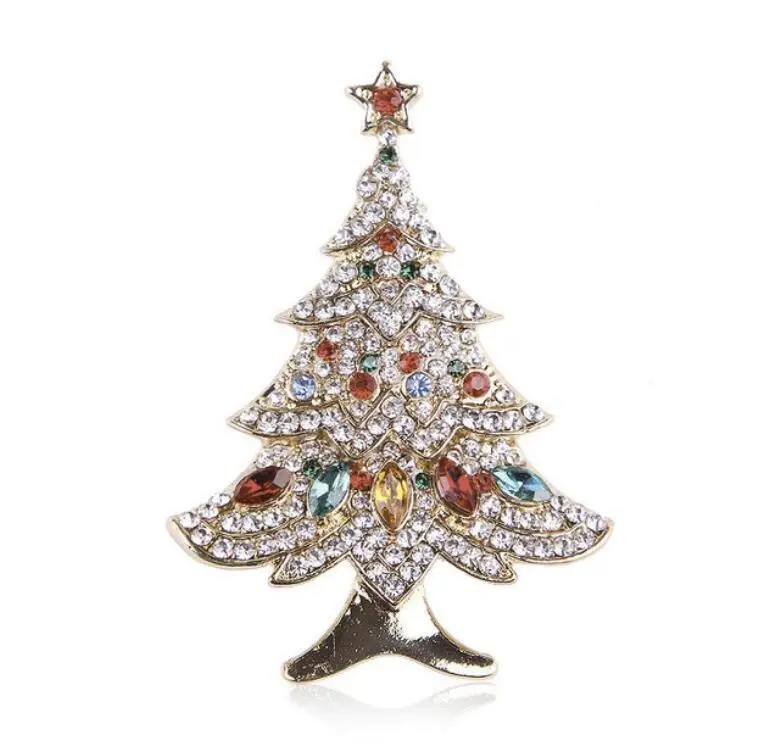 

Fashion diamond colored diamond Christmas tree brooch for men and women ornaments