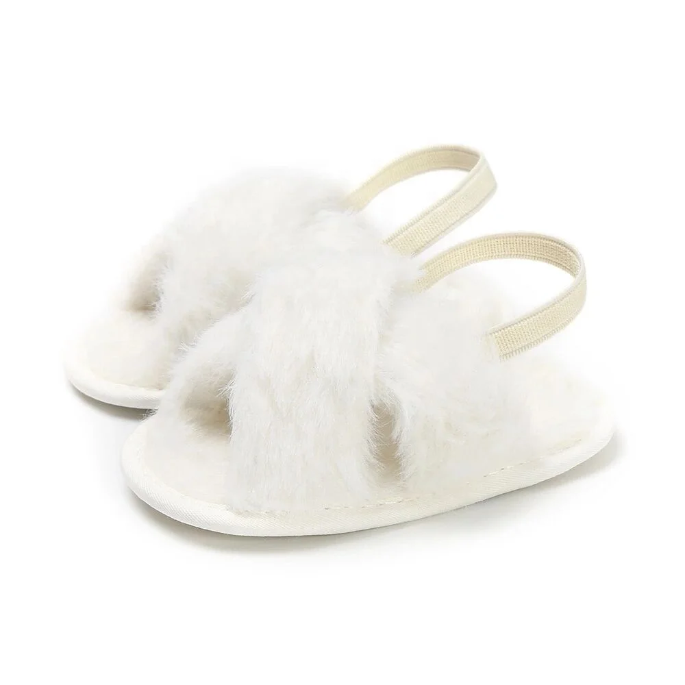 
Cute Newborn Fancy Fur Infant Little Kids Latest Design Baby Girl Slippers 