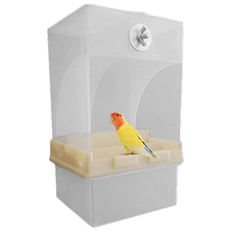 

Outdoor Window Parrot Bird Pet Anti-spray Box Acrylic Food Automatic Water Feeder for Birds, White
