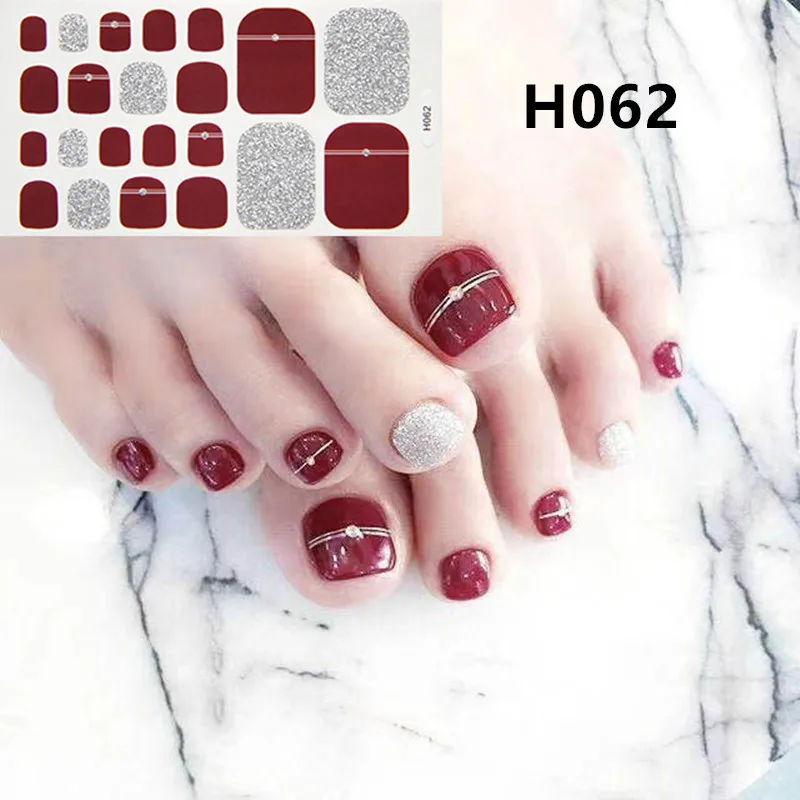

NAS004 14PCS 40 types Adhesive Toe Nail Sticker Glitter Summer Style Nails Full Cover Foot Nail Decal for Women Girls