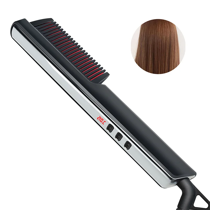 

Factory Direct Sale electric hair straightener brush Nagative Ion hair straightener comb, Black