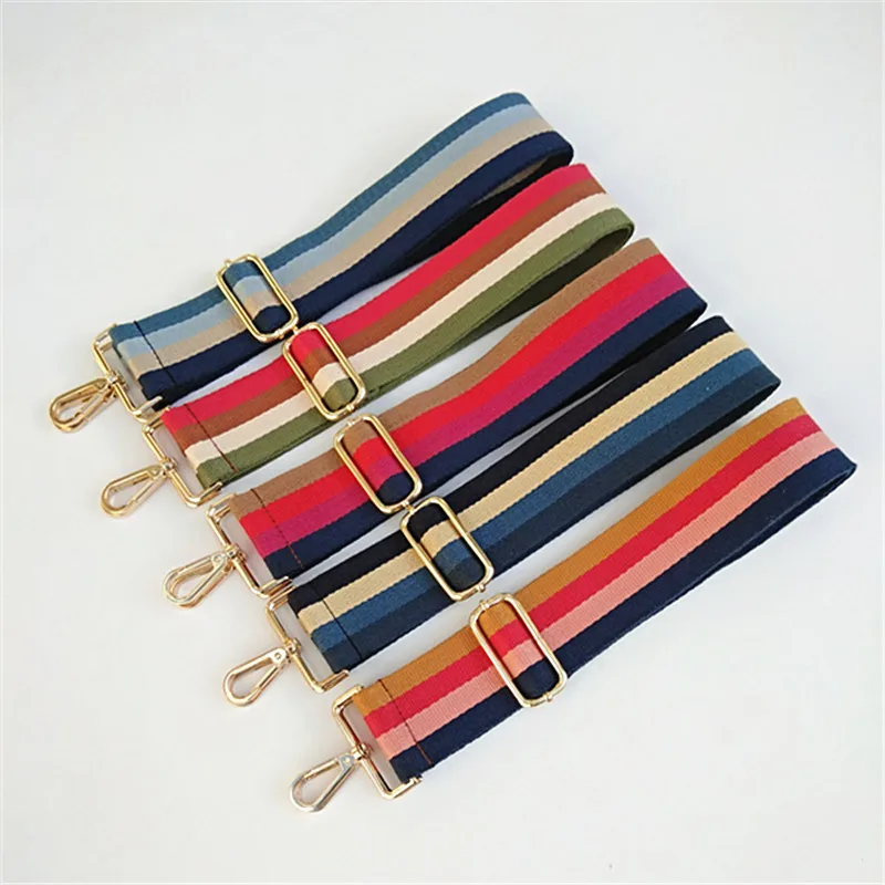 

Canvas Webbing Color Stripe Ribbon Decompression Adjustable Handbag Strap