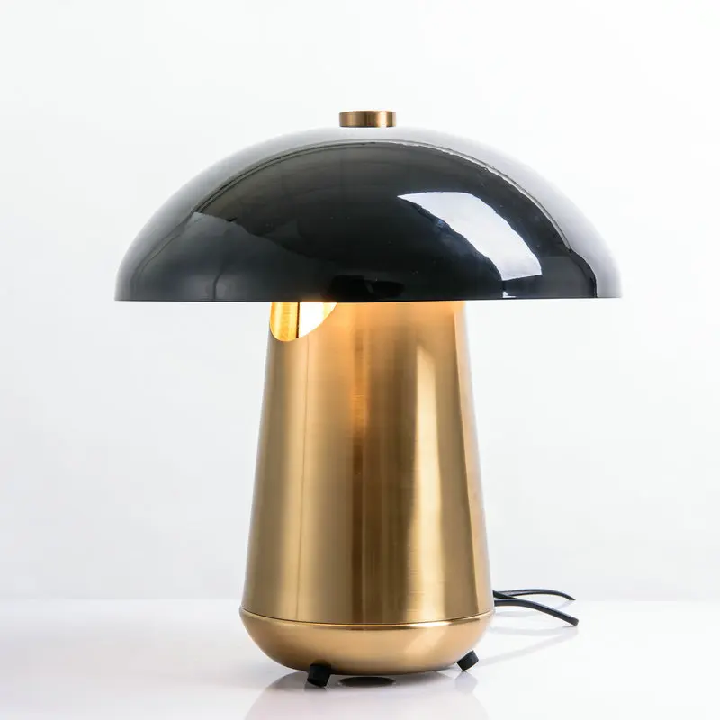 
Modern Nordic Design Iron Idea Mushroom Metal Gold Minimalist Bedside Table Lamp Light For Hotel Home Office for Bedroom 