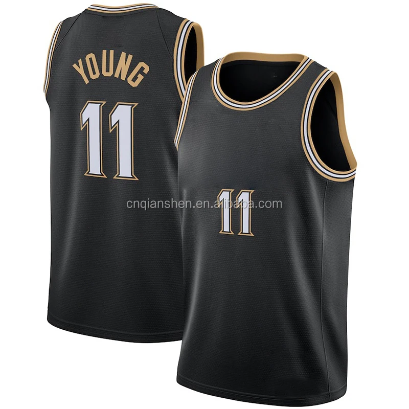 

11 Trae Young City Edition 2021 Jersey High Quality Black Basketball Uniform Jersey Wear Basket Ball Shirt Men Clothes Wholesale