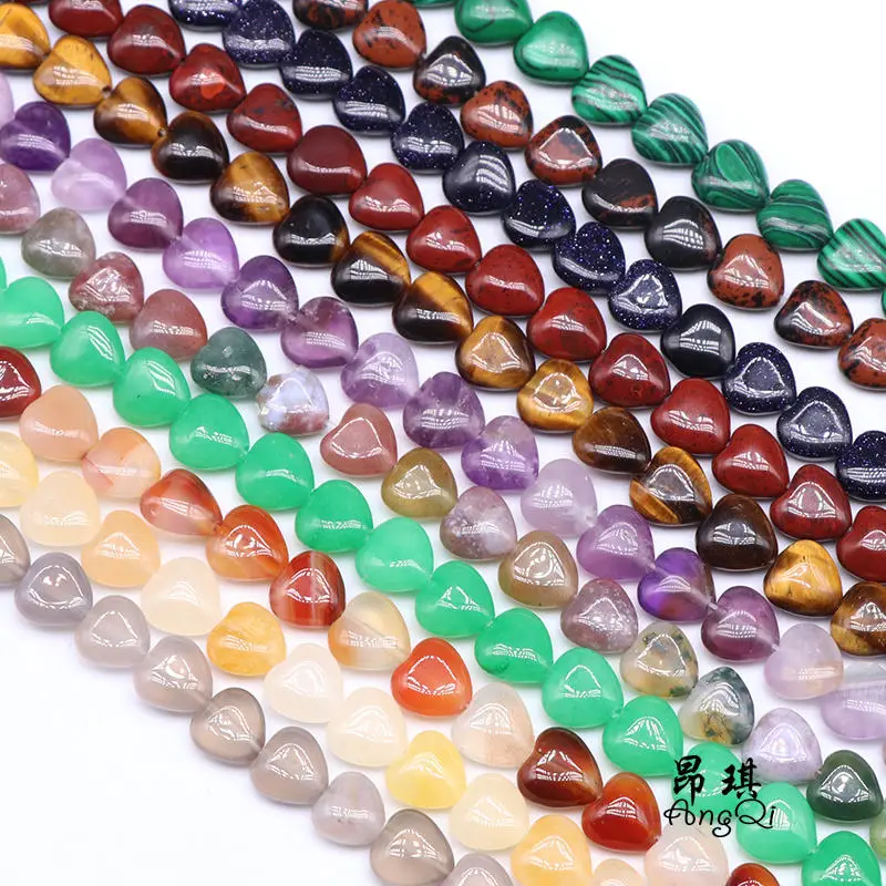 

Hot Selling Love Shape Natural Gemstone Beads 10mm/14mm Amethyst/Tiger Eye/Agate Jasper Heart Shaped Beads