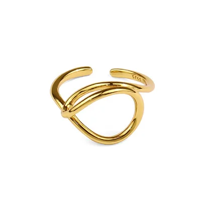 

Fashion Simple Hollow Geometric Opening Ring Minimalist Real Gold Plated Irregular Shaped Rings For Ladies