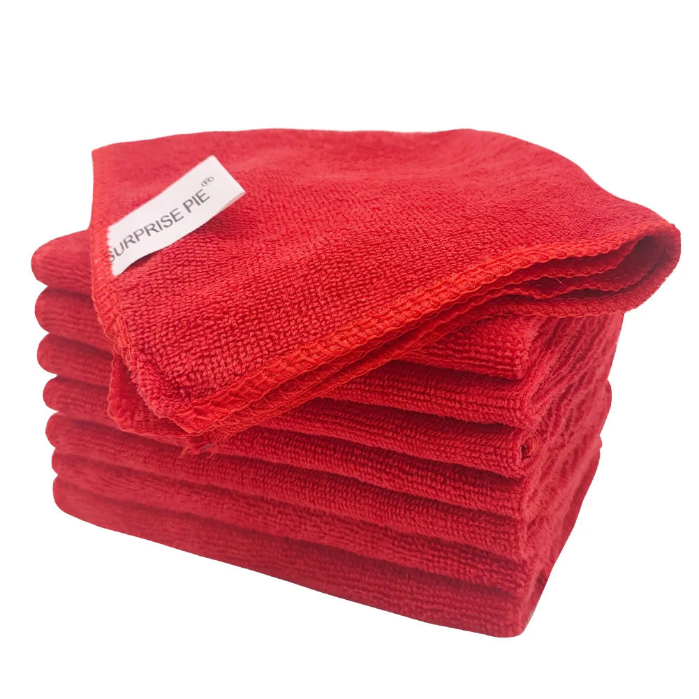 

Microfiber Cleaning Towel Ultimate Cleaning Tool Nonabrasive Design Powerhouse Cloth  250GSM Red Color 8 PIECES Dualsides