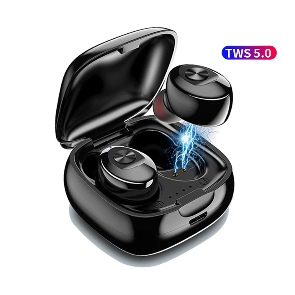 

Earbuds Earphones Mobile Phone Waterproof Gaming Travel TWS 5.0 Wireless Headphones Deep Bass Stereo in-Ear Earphones, Black