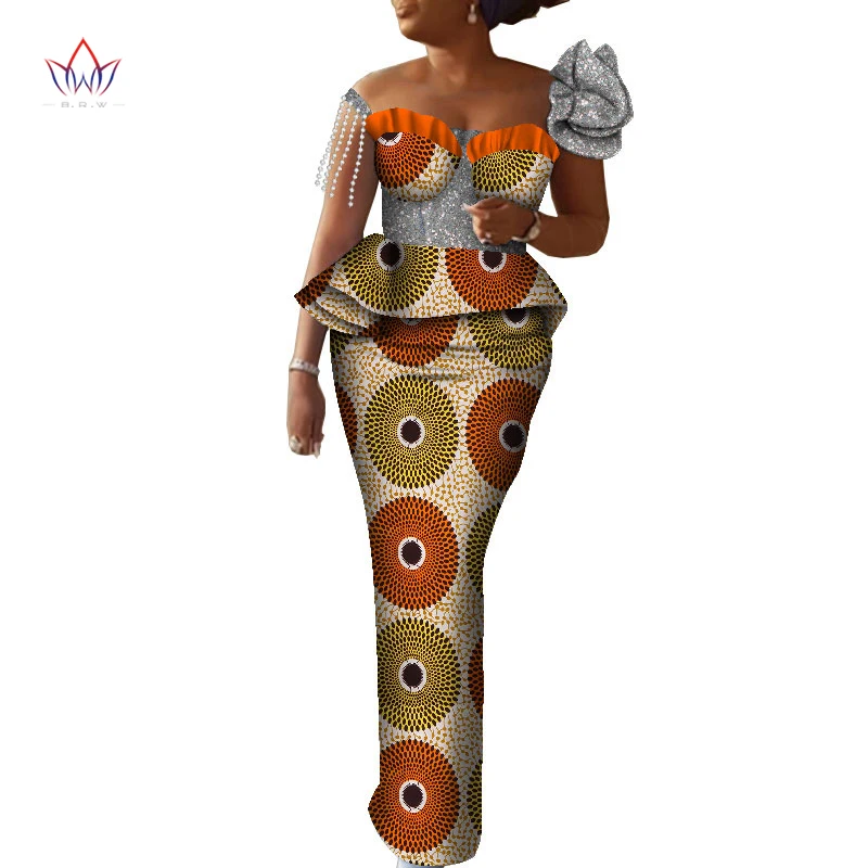 

2022 New Arrivals Plus Size 5xl Elegant Women Party Dress African Clothing Dashiki Two Piece Skirt Set