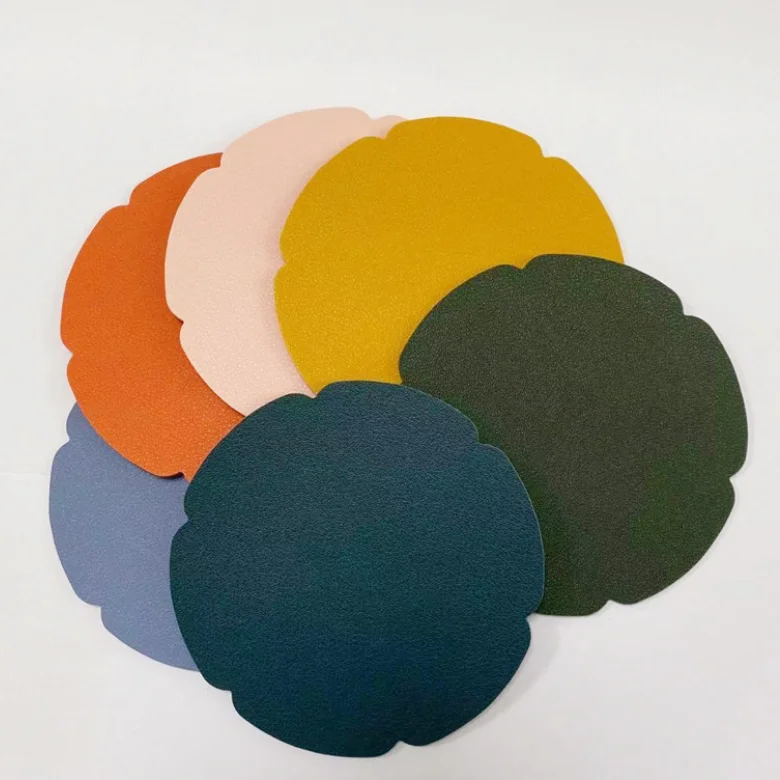 

Pvc Leather Table Flower Placemat Coasters Set Skidproof Christmas Cup Coaster Pad For Dining Table, White,red,blue, green, black, grey