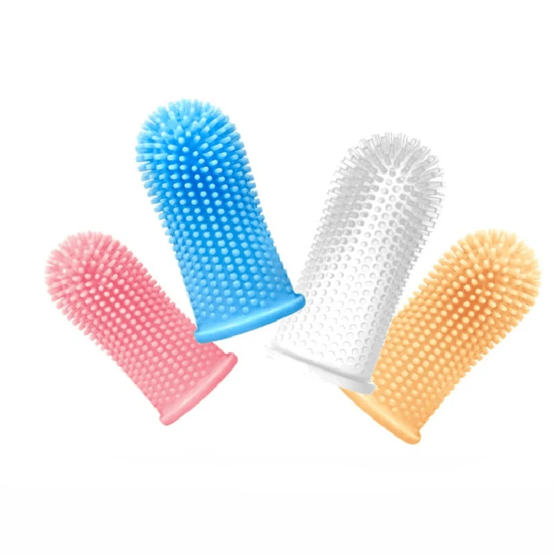 

Dropship Healthy Silicone Pet Serrated Tooth-Brush Toofers Cat Puppy Dog Soft Finger Brush With Case, Customized color