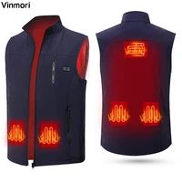 

Wholesale VINMORI Customized Skiing Men Waterproof Soft Polyester Rechargeable Usb Battery Zippers Warm Heating Vest For Winter