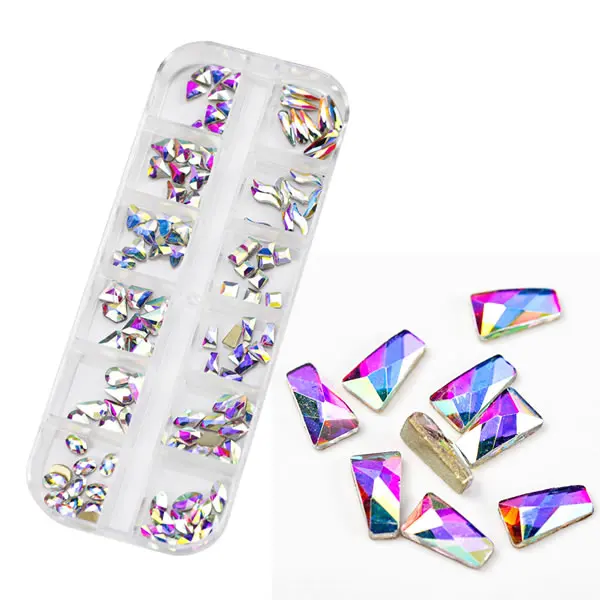 

Multi Shapes Glass Crystal Flat Back Nail Art Craft Crystals AB Nail Rhinestones