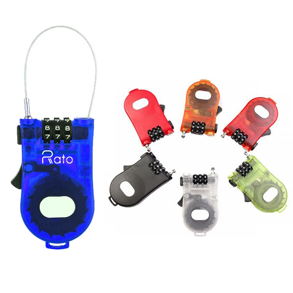 

Plastic Safety 3 Digit Retractable Combination cable ski snowboard Luggage lock