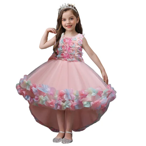 

Hot Sales Kids Girl Long Princess Gown Dress Girls Ball Flower Dresses Party Focus