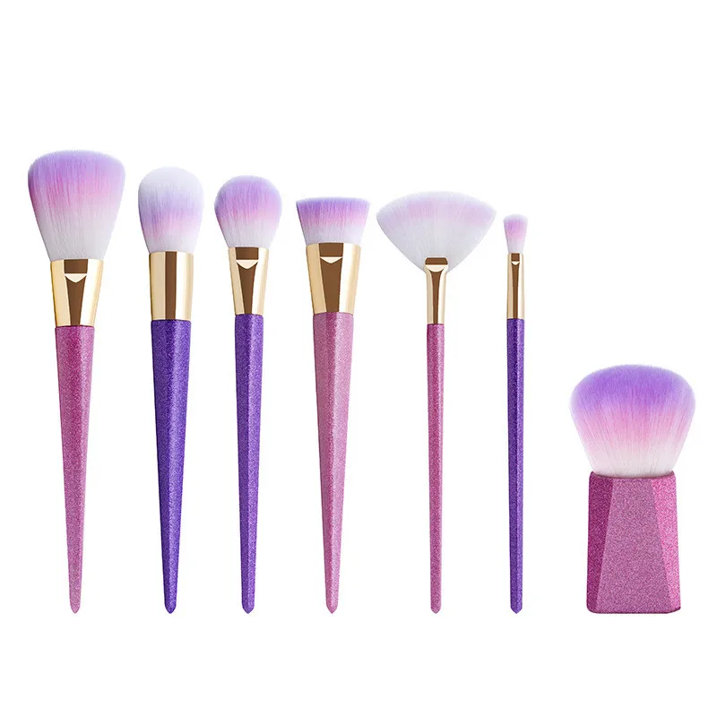 

7pcs Glitter Makeup Brushes Set Professional Beauty Purple Cosmetic Tools Kits Face Powder Eyeshadow Blending Makeup Brush Tools