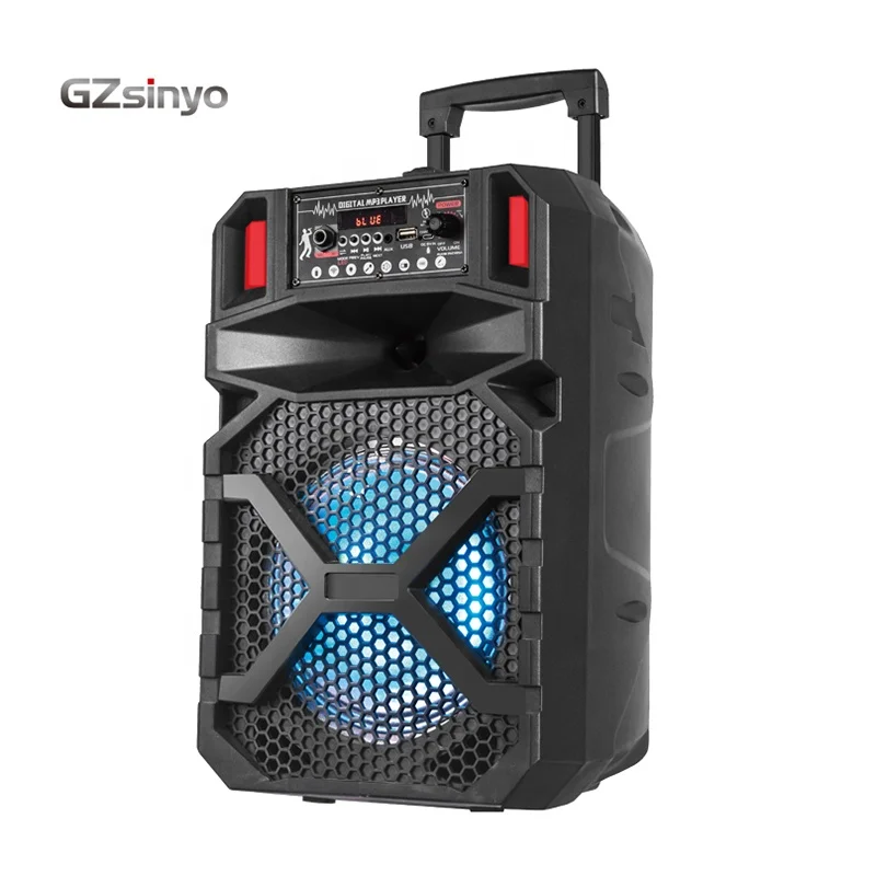 

GZsinyo karaoke PA speaker trolley 8inch portable speaker LED light Speaker, Black