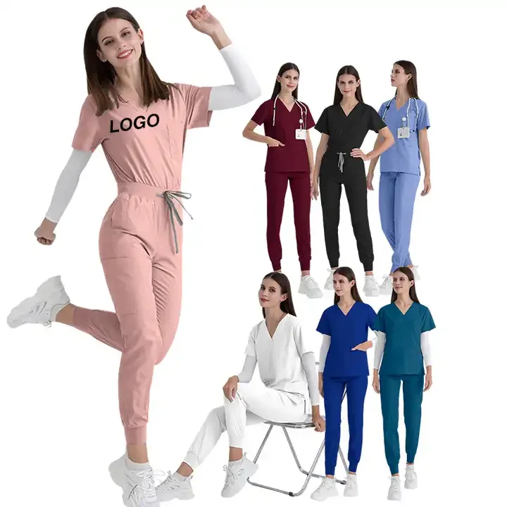 

2023 Autumn Hot Sale Anti Wrinkle Washable Soft Spandex Elastic Nurse Wear Scrub Hospital Medical Scrub Women Nursing Uniform