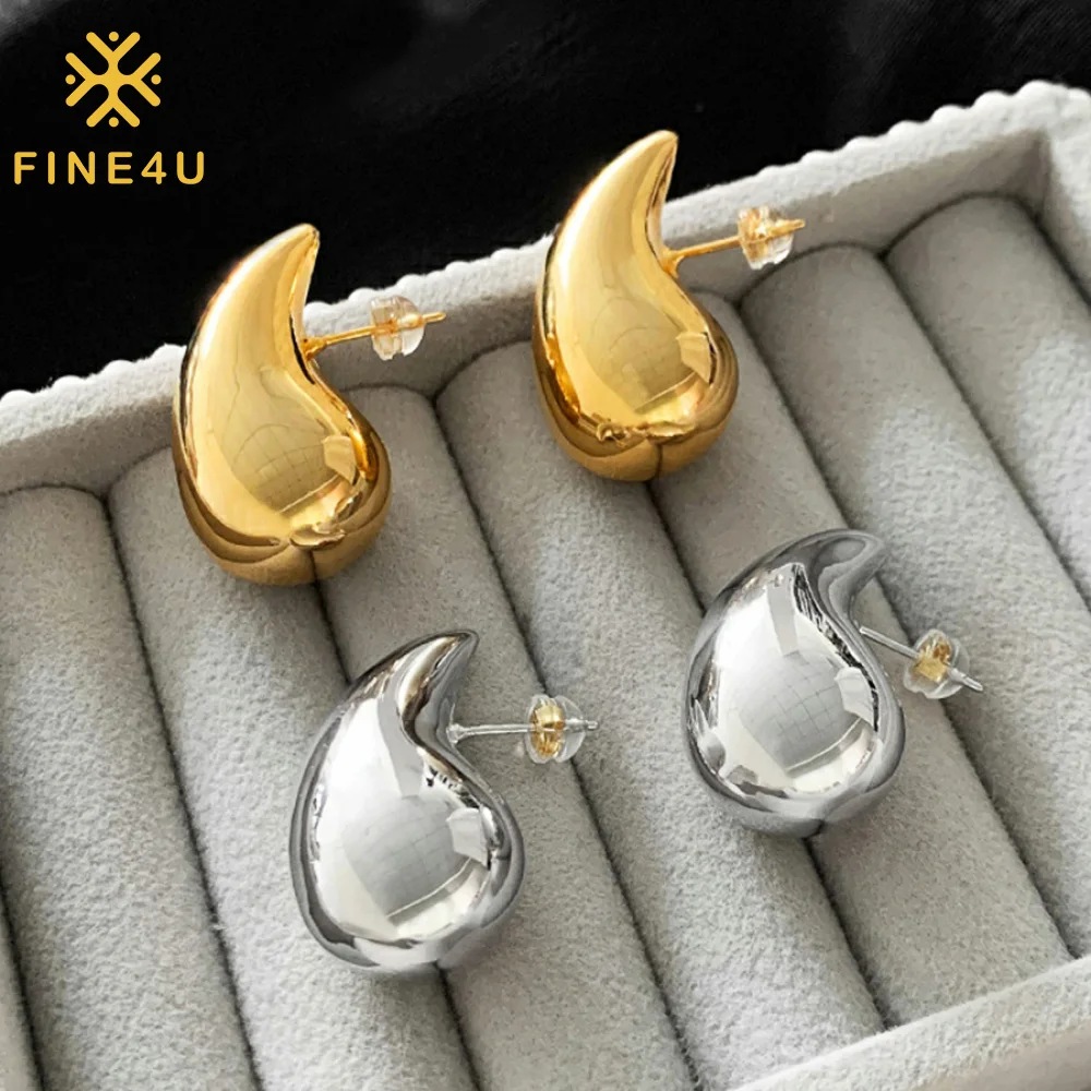 Vintage Luxury Jewelry Women Party Accessories Retro Pvd Gold Teardrop Water Drop Earrings