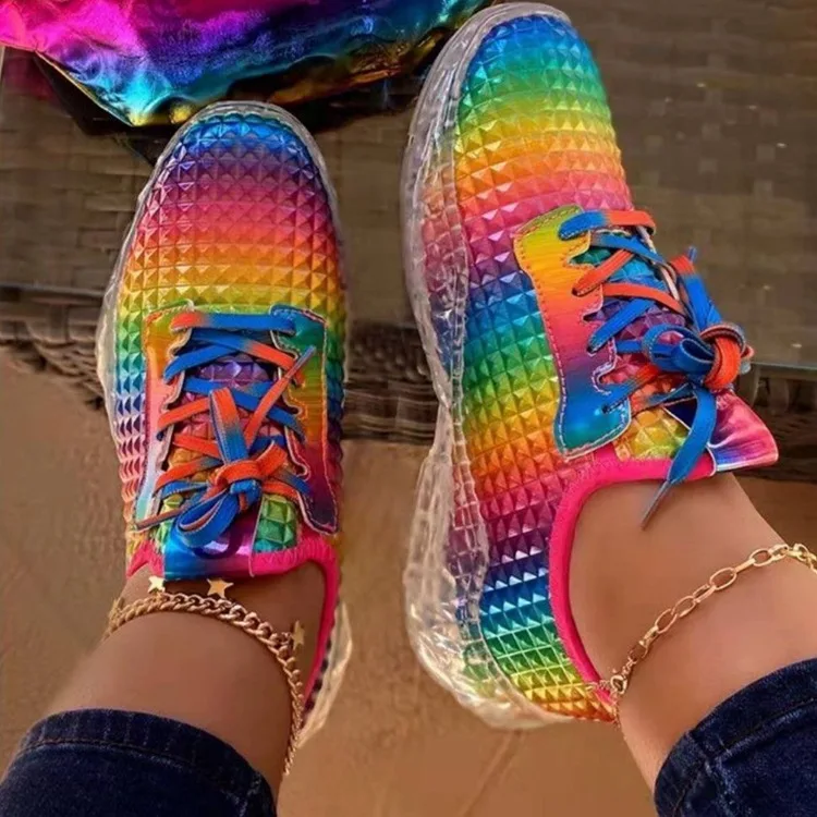 

SP-012 2020 hot sell rainbow diamond transparent pVC Rubber sole running shoes casual spring fall boutique sneaker for women, More than 10 colors as picture show