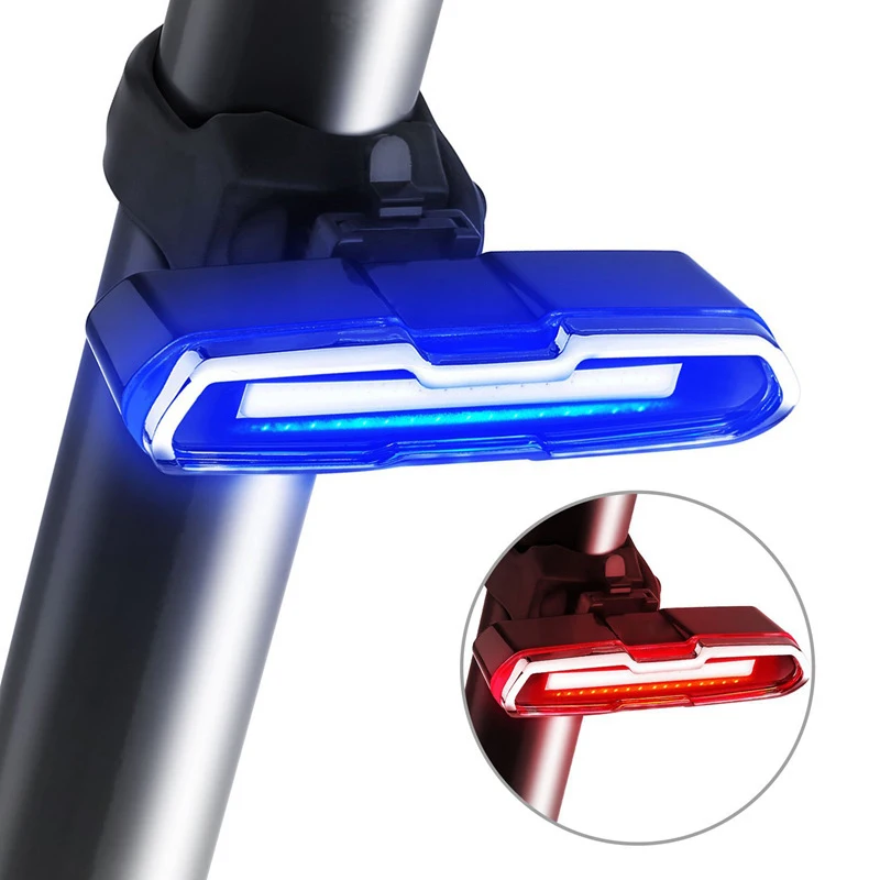 

Hot Selling Super Bright USB 260 Degree Blue Red Light COB Led 5 Modes Bicycle Taillights Bicycle Rear Light