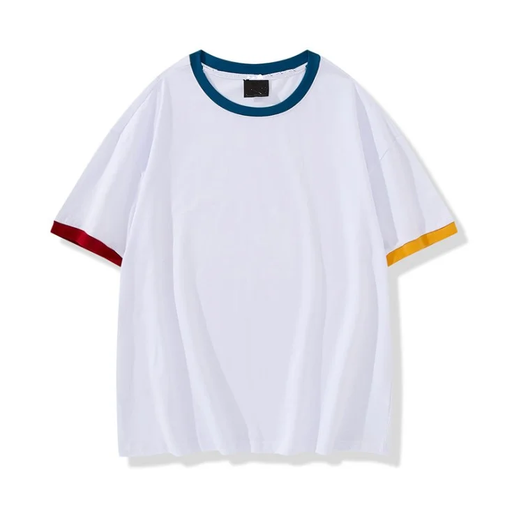 

Best quality big and tall 100%cotton drop shoulder oversized ringer t-shirt for men, White, black, red, blue or as required