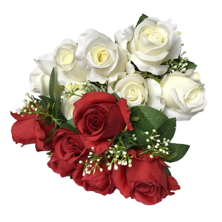

QSLH RE024 Wedding Flower Decoration 7 Heads Roses Artificial Rose Bouquet