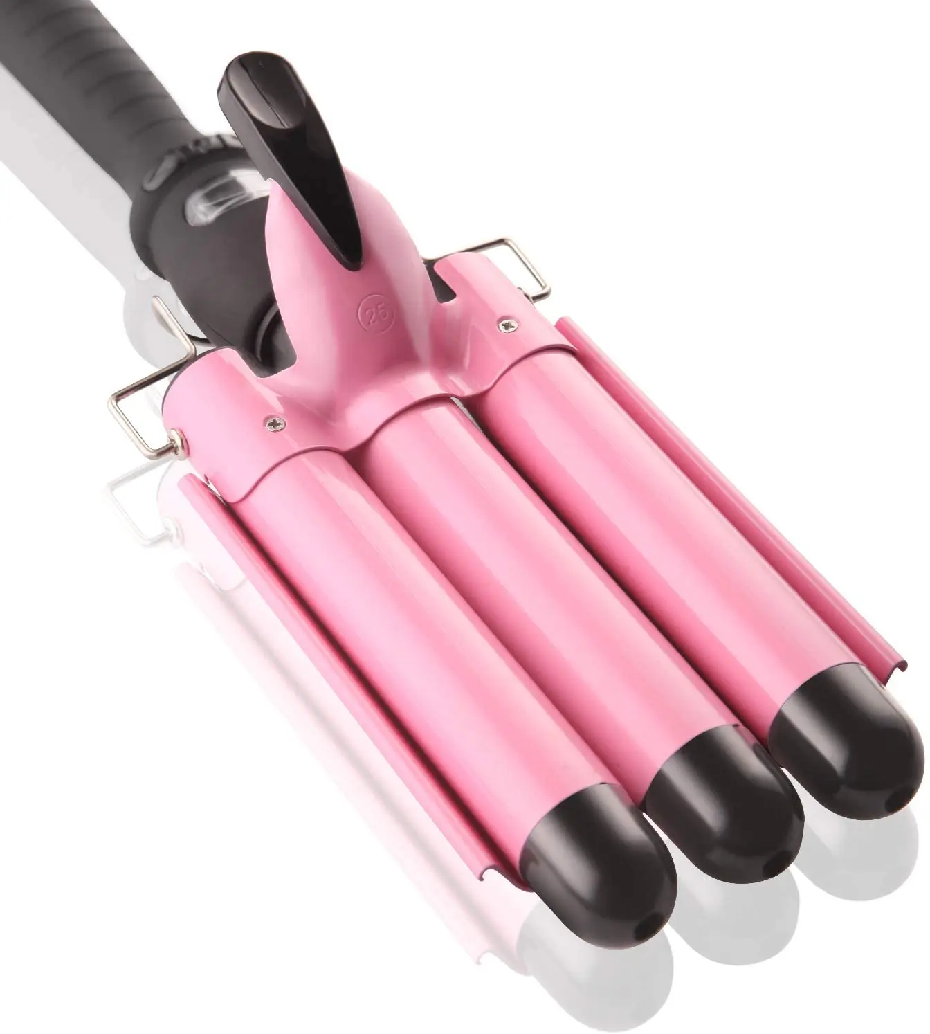 

3 Barrel Curling Hair Curling Iron Ceramic Professional Triple Barrel Hair Curler Roll Hair Styling Tools, Pink