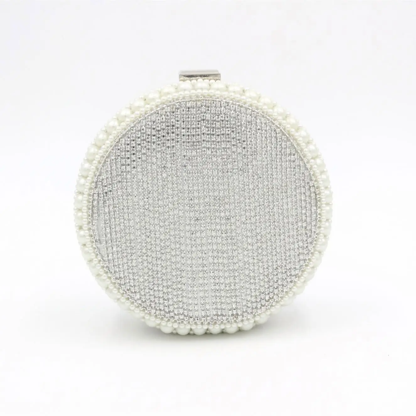 

Ladies Best Selling Fashion Ladies Floral Evening Clutch Bridal Wedding Bag Round Beaded Hand Bag for Party Pearl Evening Purse, Silver gold