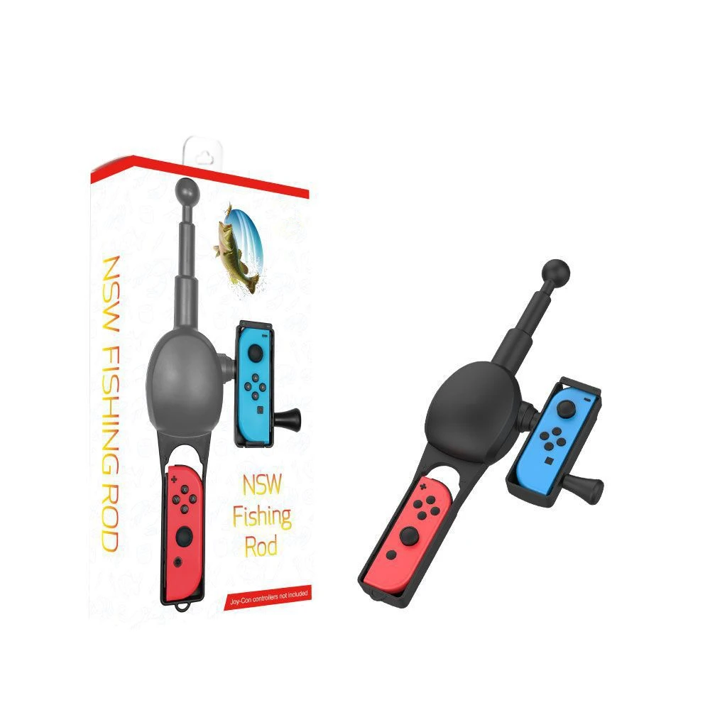 

Fishing rod ns joycon left and right handle body feeling fishing rod for switch game handle, Black