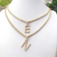 

2019 popular custom jewelry iced out letter pendant gold plated chain initial e necklace for girls and women