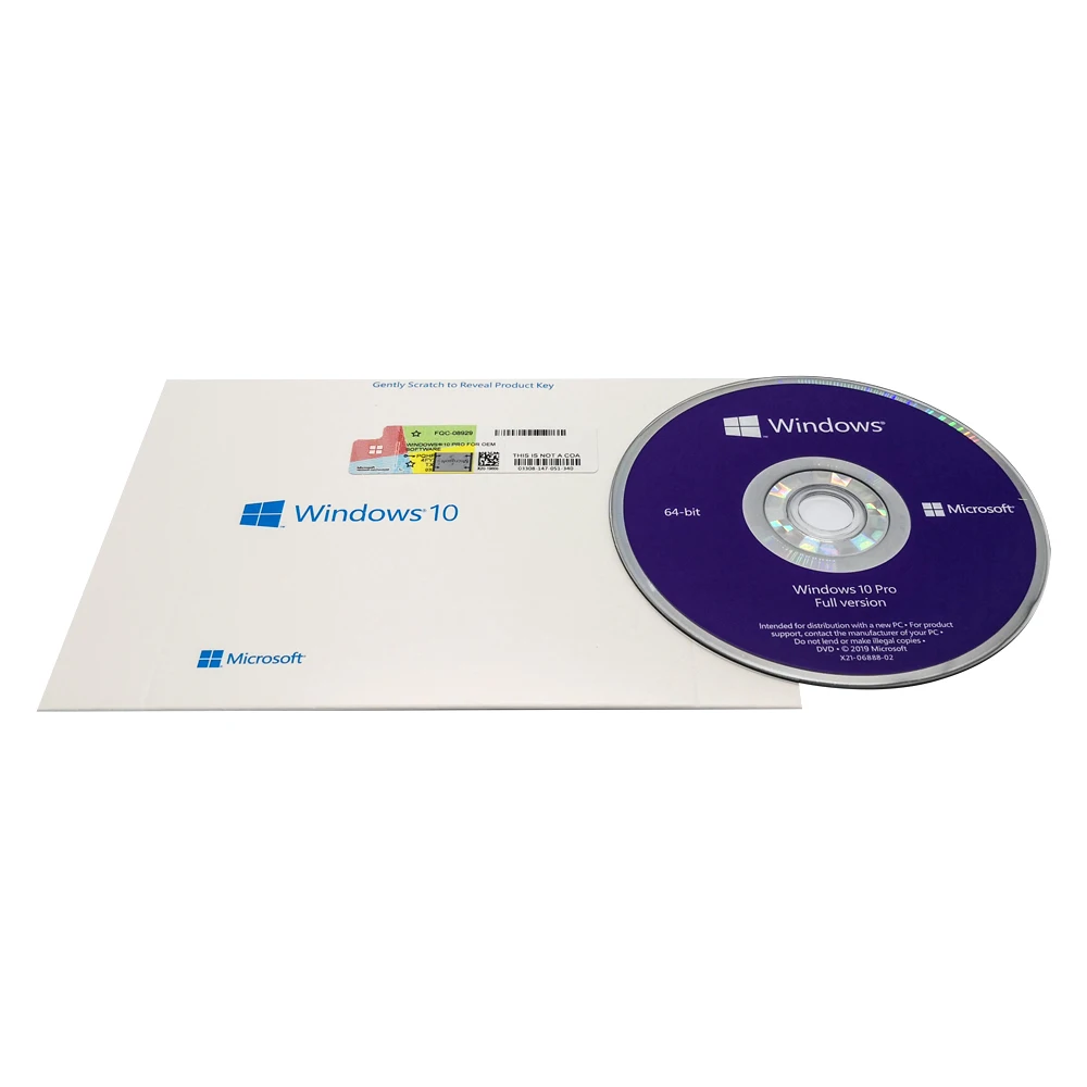 

Microsoft Windows 10 Pro OEM DVD 32 or 64 Bit System Builder with Multi- Language