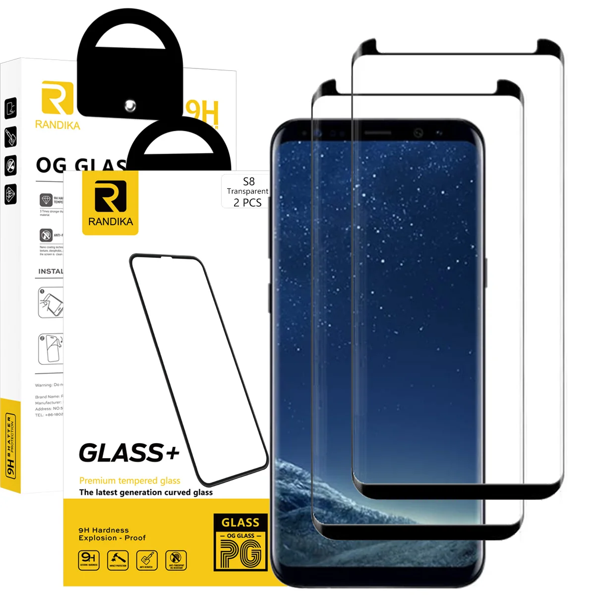 

2 Pack 3D Curved 9H Super Tempered Glass Film HD Clear High Transparent Protector Film Anti Shock Screen Guard Film For Samsung