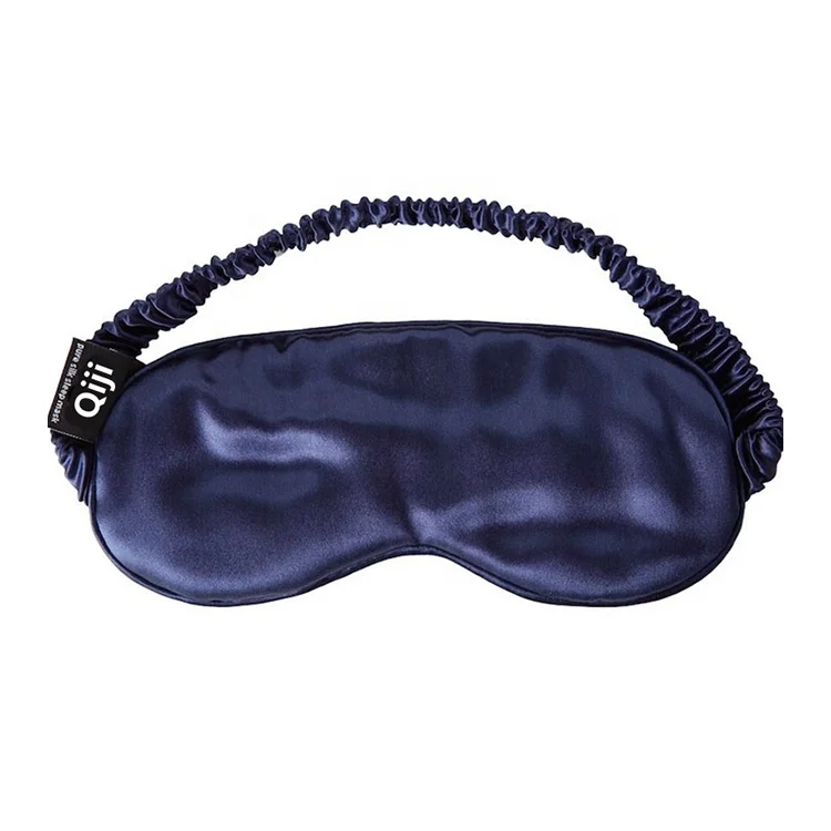 

16mm wholesale high quality breathable silk eye masks sleep customizable blue silk eye mask with pocket, Color optional