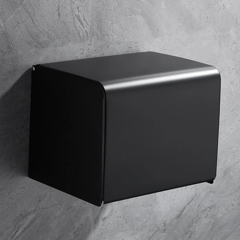 
Black Stainless Steel Premium Wall Mounted Tissue Box Holder Waterproof Bathroom Paper Holder Multifunctional Tissue Box 