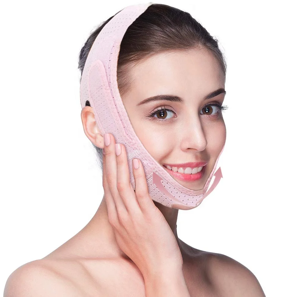 

Hot Slim Lift Up Anti Wrinkle Mask Strap Band V Face Line Belt Women Slimming Facial Beauty Tool, Pink, skin color