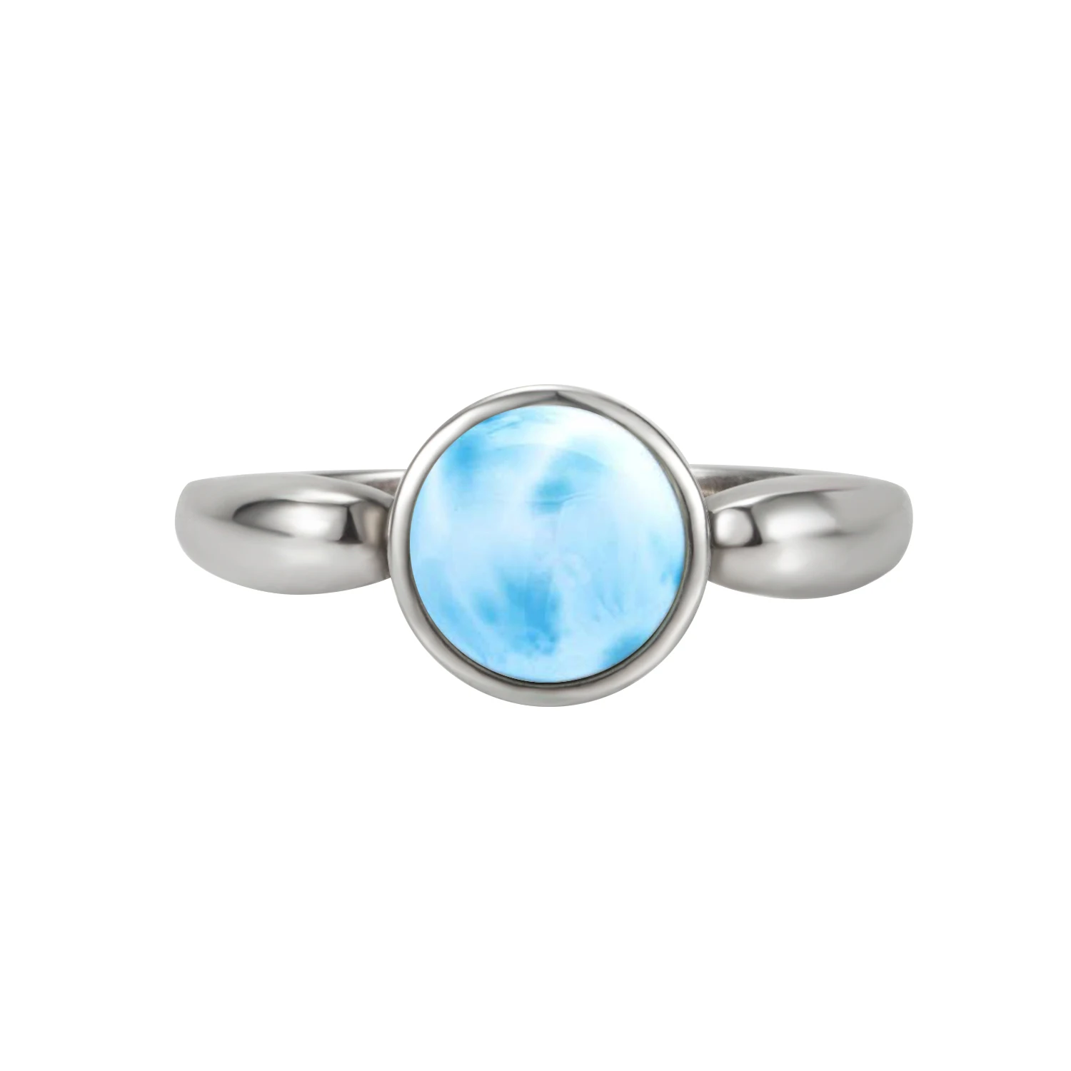 

Most Hots Simple Jewelry 925 Sterling Silver Jewelry Natural Blue Rings Round Shape Genuine Larimar Ring For Women Ladies Gift