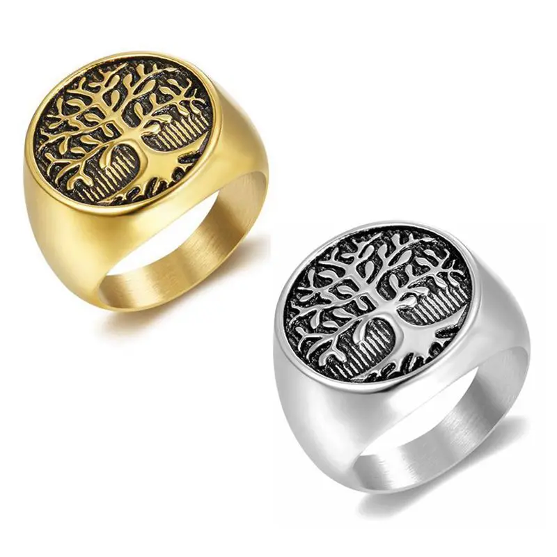

Tree of Life Titanium rings Fashion Jewelry Hiphop Accessories Silver Men Ring 2021
