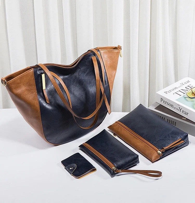 

2021 High Quality Wholesale Custom Logo 3 In 1 Set Crossbody Popular Pu Leather Ladies Tote Bags Women Shoulder Handbag Set