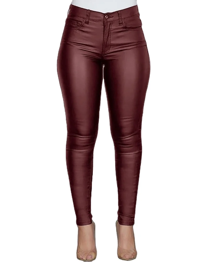 

2021 Factory OEM Sexy PU leather pants with candy colors