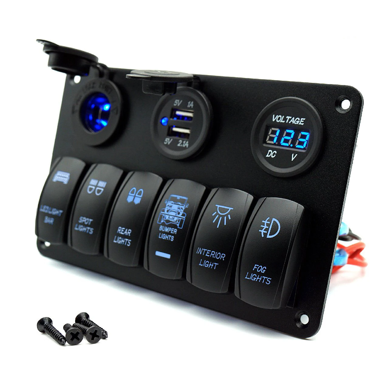6 Gang Rocker Switch Box Universal For Cars Vehicles Boats 1224v Waterproof 20a Switch Panel
