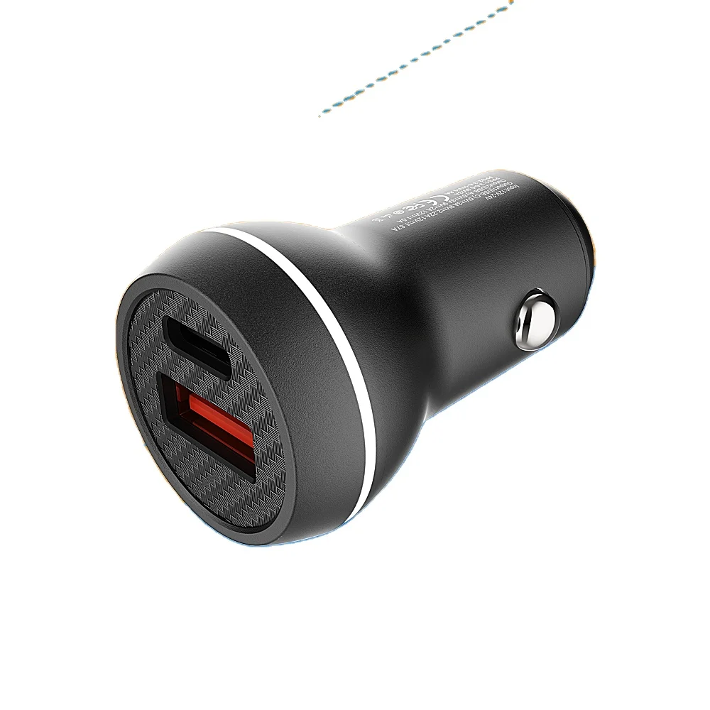 

40W Smallest Car Charger, All Metal USB C Car Charger ,Fast Charging PD 3.0 Dual Port car charger Compatible with smartphones, Black red customized