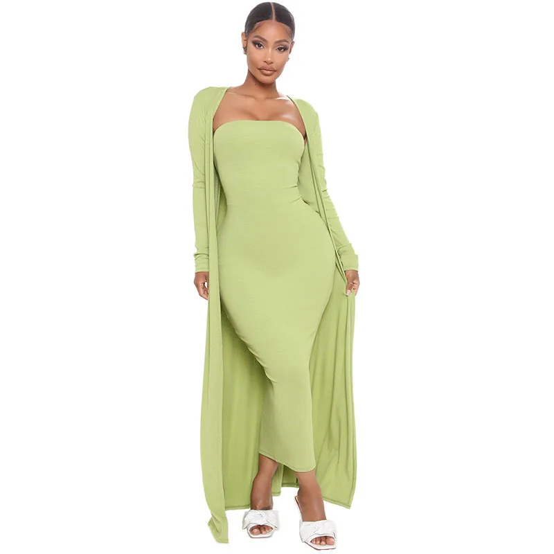 

Autumn And Winter New Fashion Casual Dress Women Two-piece Dress Plus Outer Cover