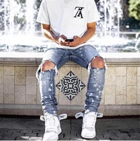 

New Fashion Mens Jeans Skinny Stretch Denim Pants Distressed Ripped Slim Fit Jeans Trousers Pencil Pants