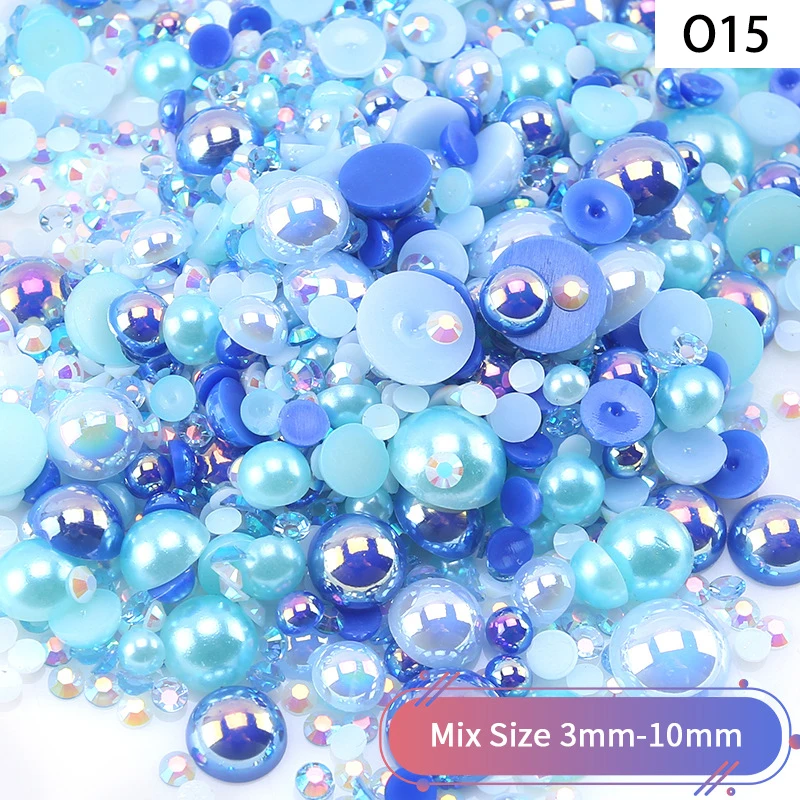 

Yantuo Mixed Multi Color ABS Resin Rhinestone Half Round Pearls and Flatback Wholesale Mixed Size 3-10mm Eco-friendly 2 Bags