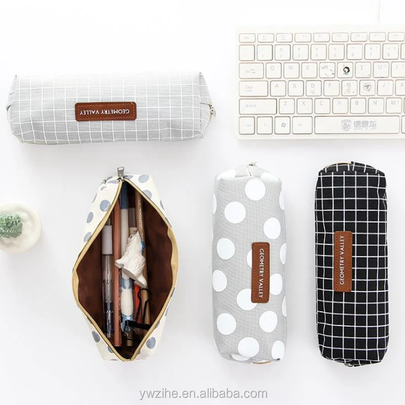 New Brief Style Grid Girls Student Pencil Case School Pencil Case For