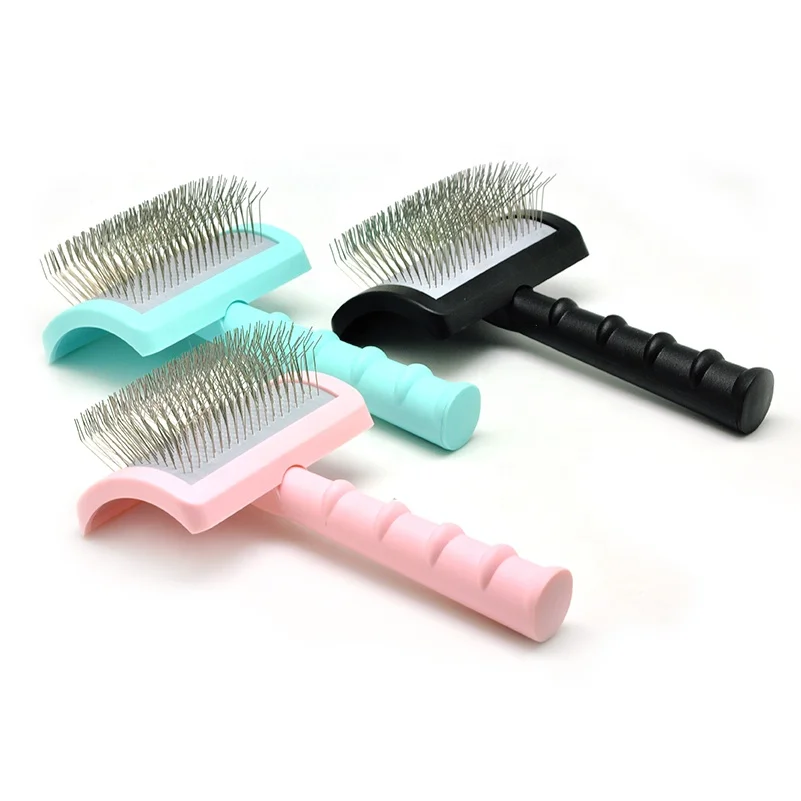 

Wholesale Para mascotas105x173mm Professional Dog Brush Curved Long Pin Dog Grooming Equipment Slicker Brush